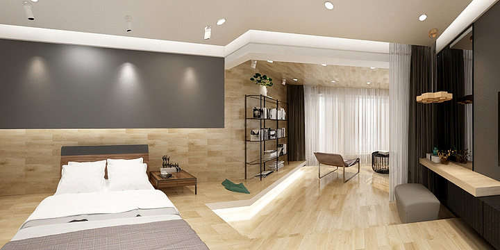 青蓝设计阿拉丁-赛达30楼-深柚木色-装修设计方案