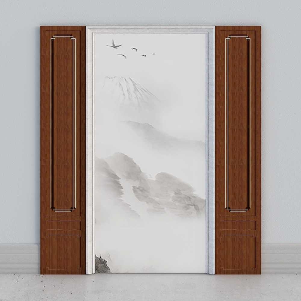 中式沙发背景3D模型