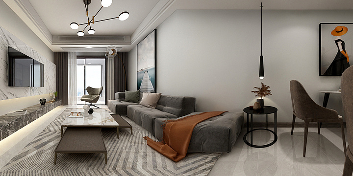 金孔雀设计一杨子健-『原色』96平三房现代黑白灰-装修设计方案