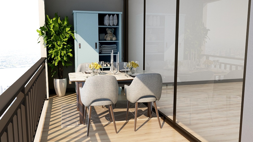 雨中雪ktQr-阳台9门更衣柜-装修设计方案