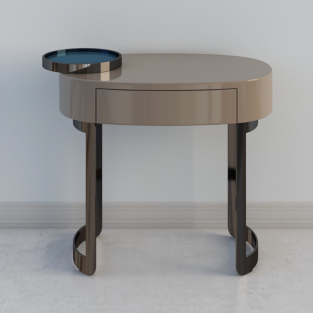 48-Q608-1 床头柜（左）国际灰3D模型