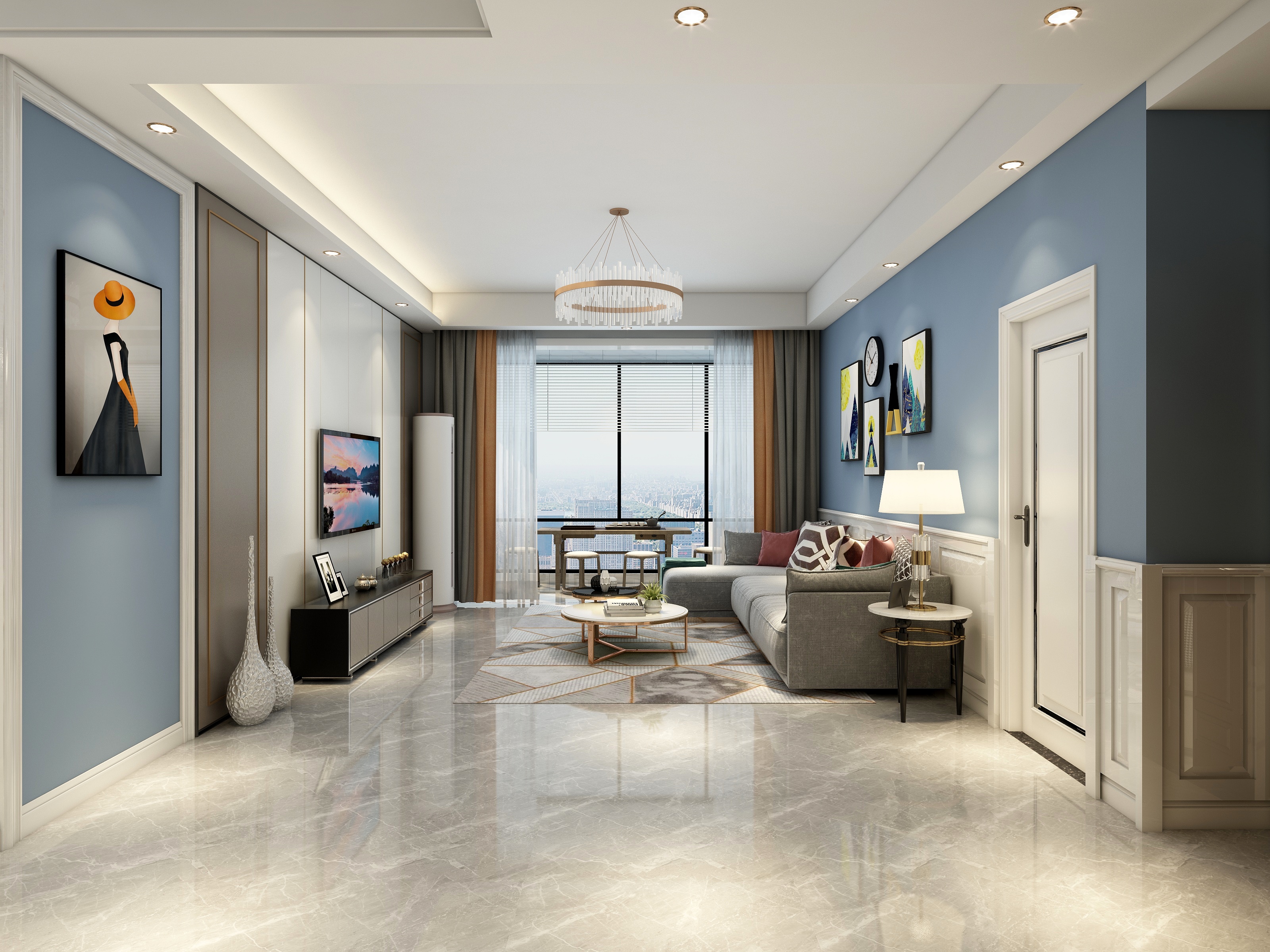 李立猛-135平现代三居室装修效果图