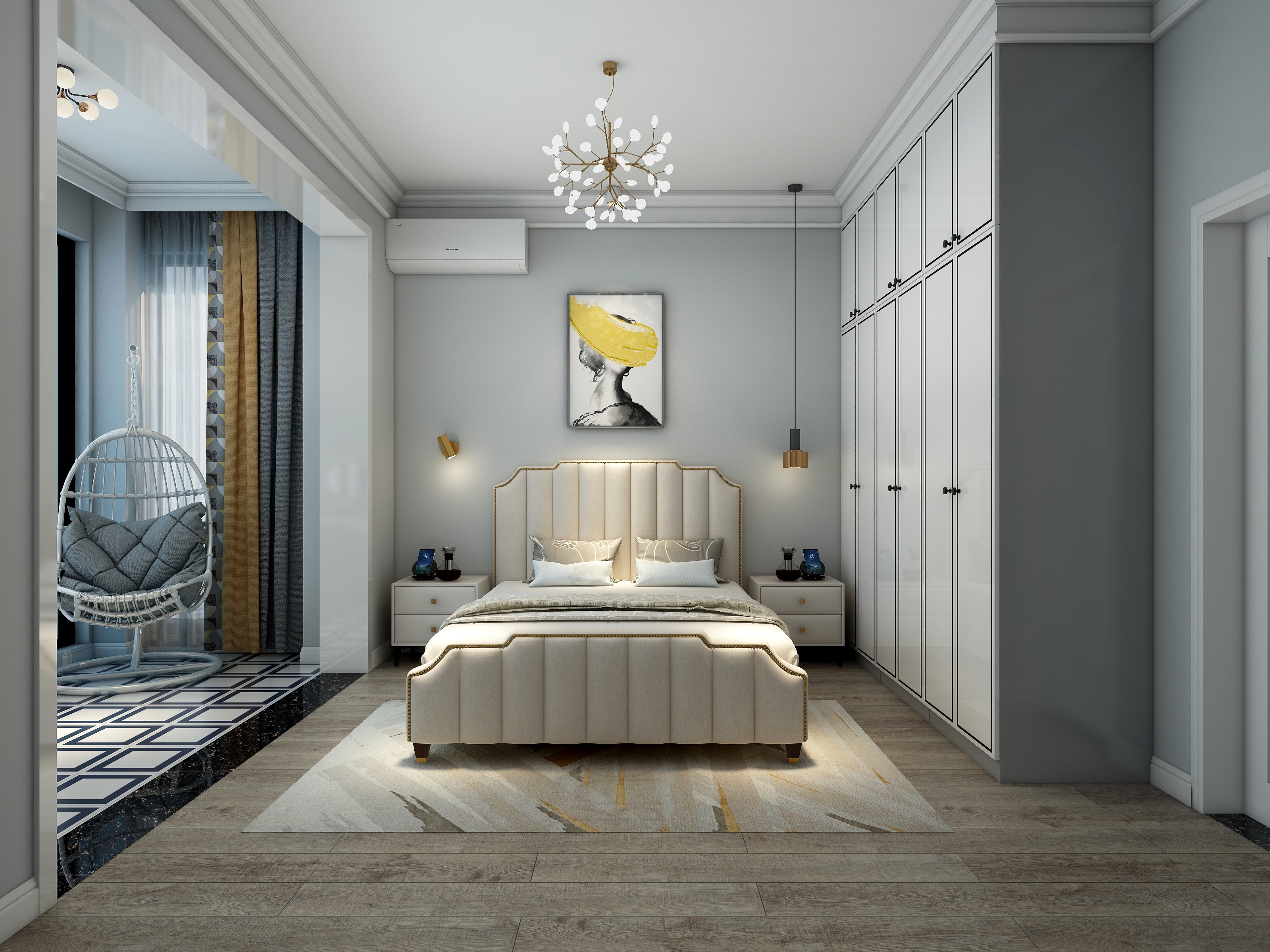 李立猛-135平现代三居室装修效果图