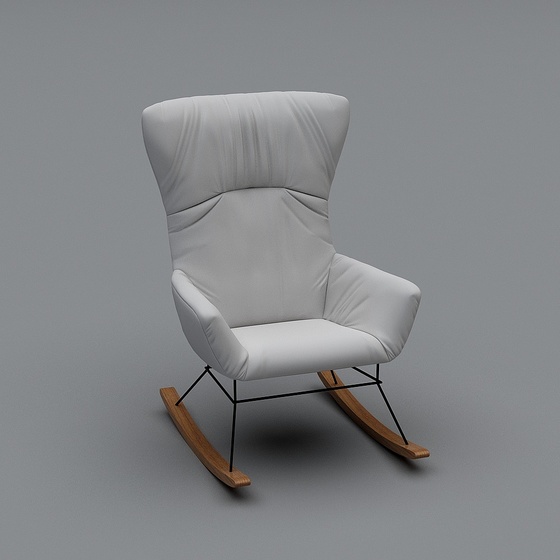 Cozy White Rocking Chair 3D Model for Relaxation Spaces