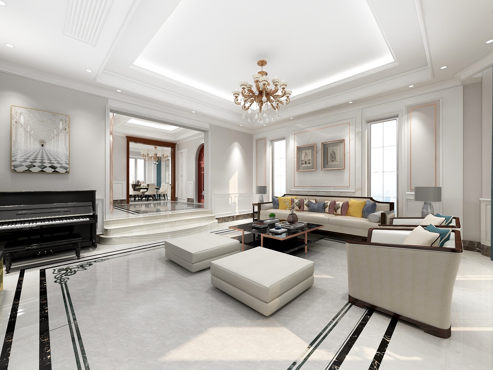 刘佳-93平简欧别墅装修效果图