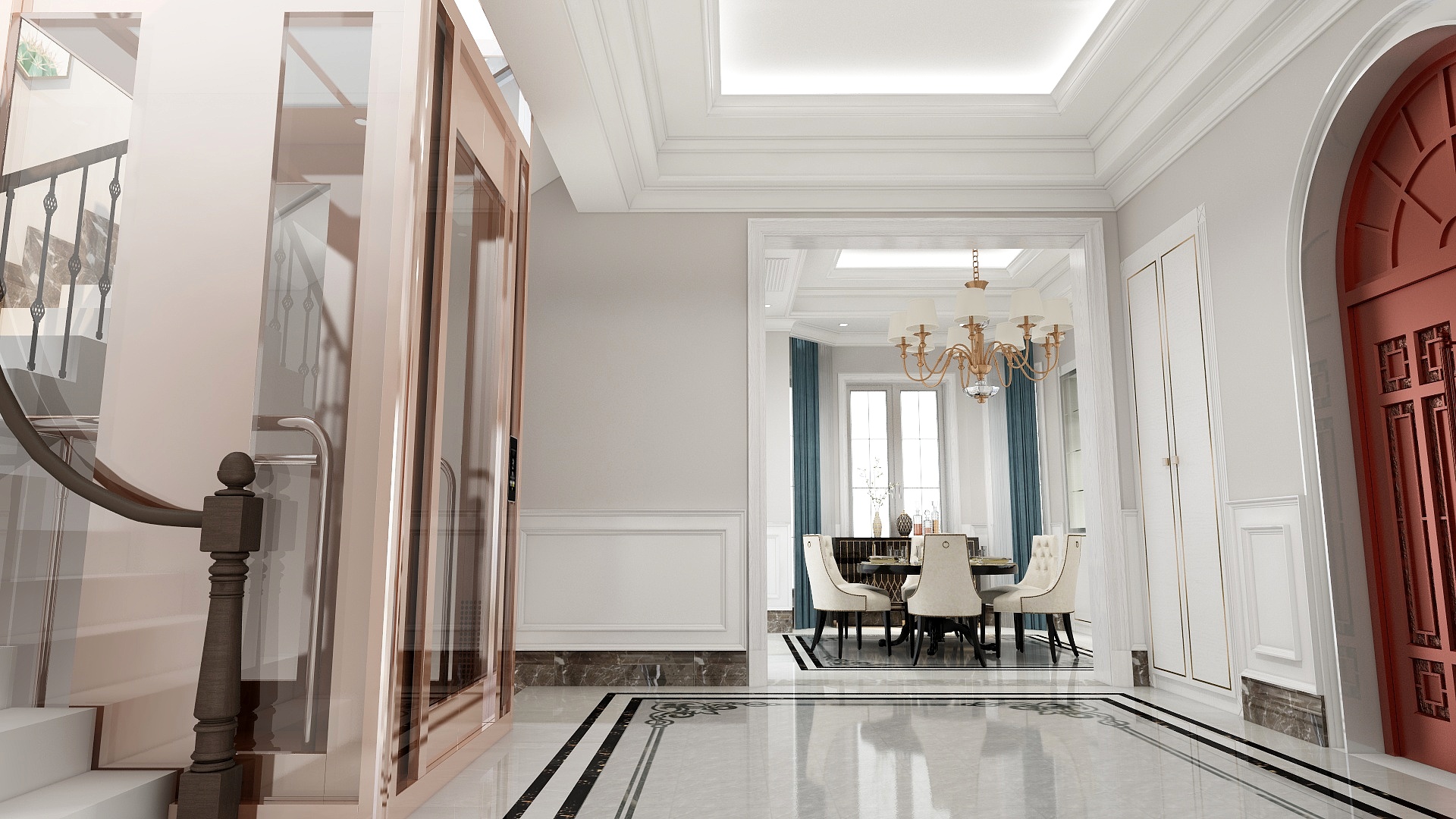 刘佳-93平简欧别墅装修效果图