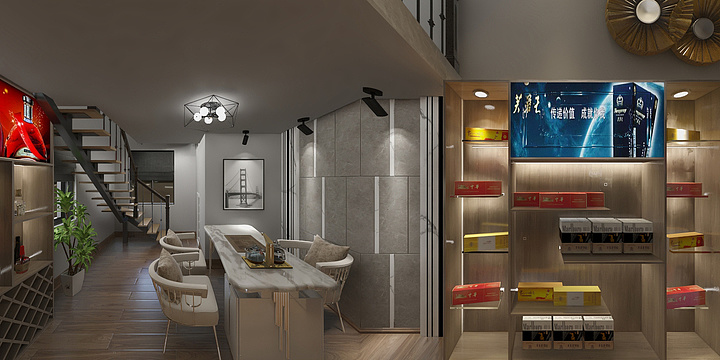 1..1-外面红酒档口 （效果图）-副本-装修设计方案