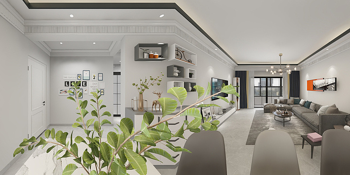 SJ室内装饰设计-中梁国宾府118平简约风格-装修设计方案