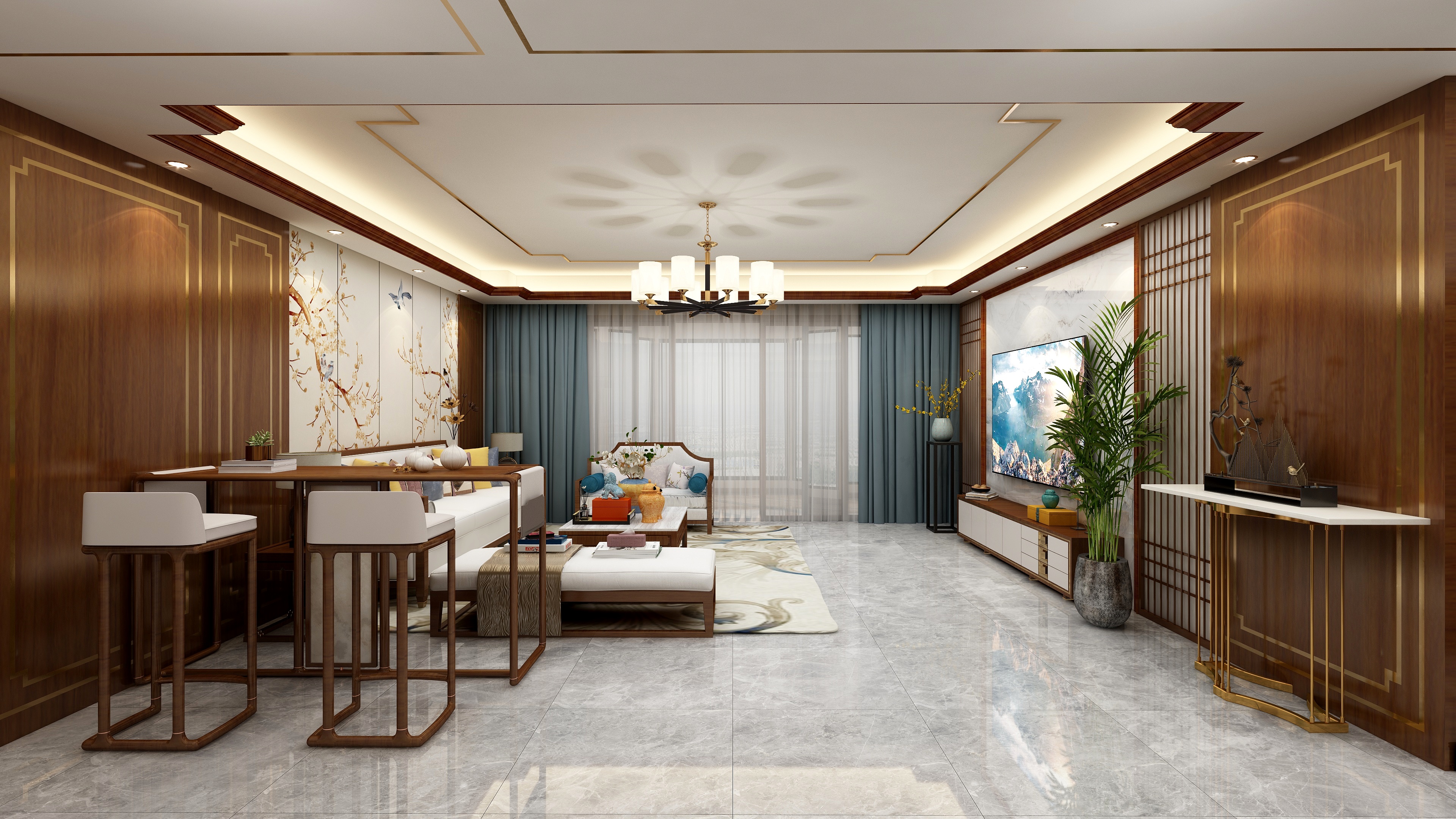 钱湘桃-新中式风格装修效果图