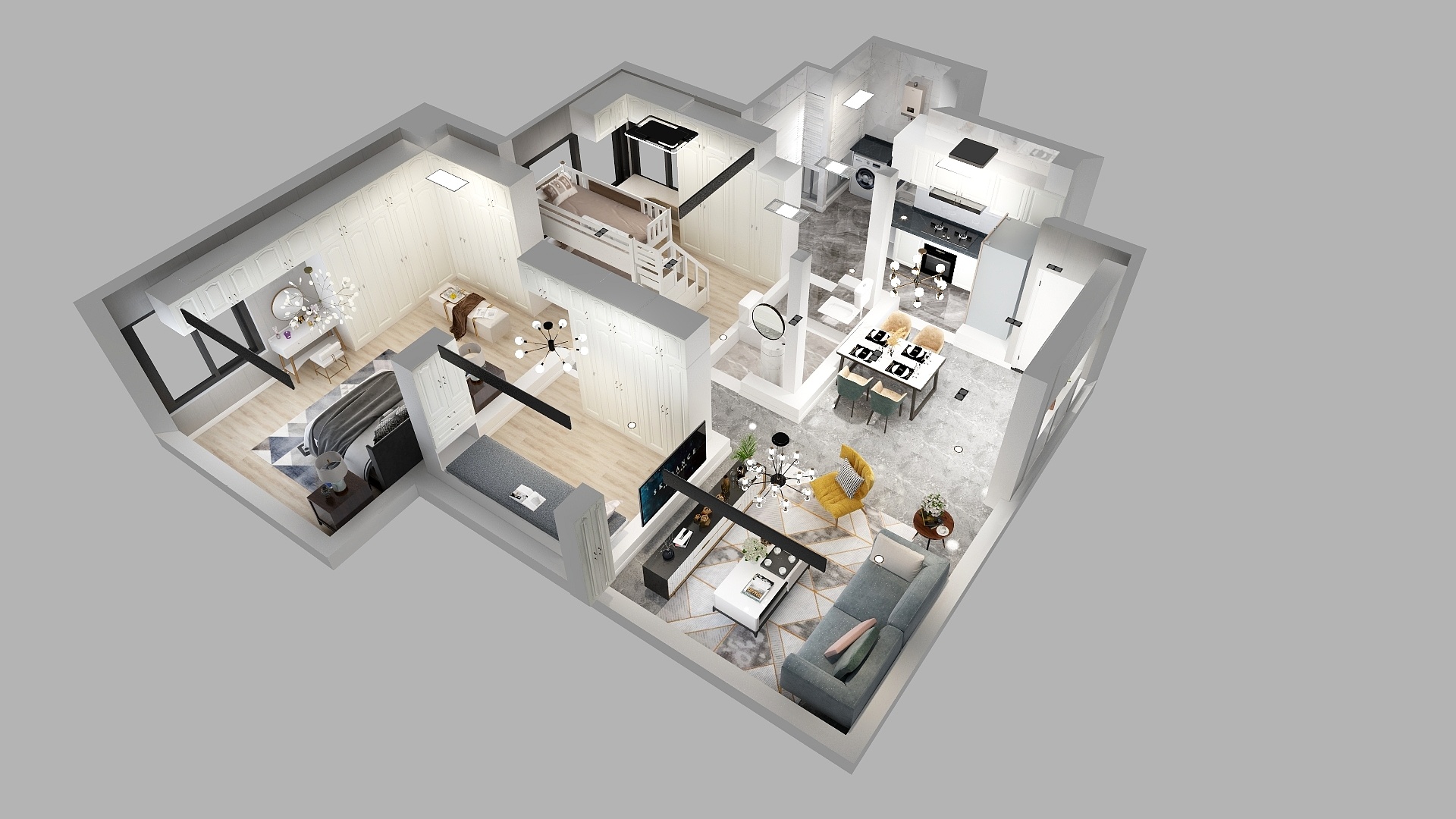 全景图888-现代简约家装1609-装修设计方案