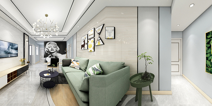 效果图zhishu-瑞和园89.50㎡B户型3室2厅1卫-装修设计方案