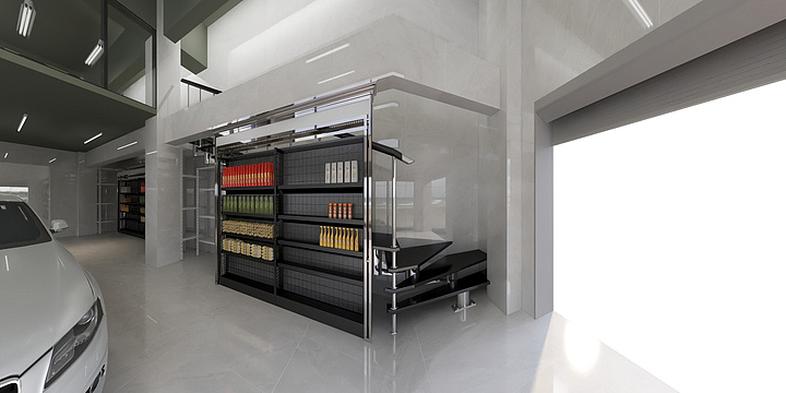 360丨全景效果图-汽修店工装-装修设计方案