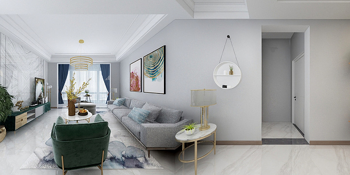 芬乐全屋定制-东方家园户型C方案效果帅亮-装修设计方案