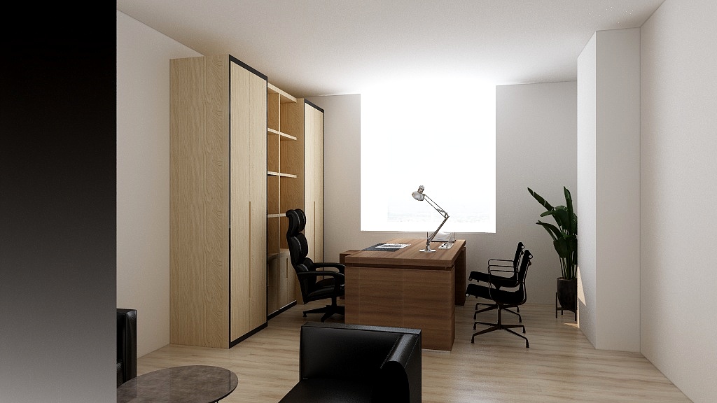 设计师王傲-副总办公室-无挂板-装修设计方案