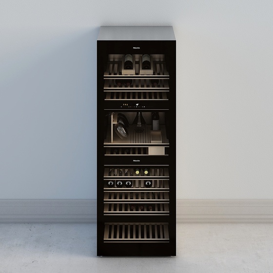 Sleek Modern Black Wine Cabinet 3D Model for Elegant Spaces