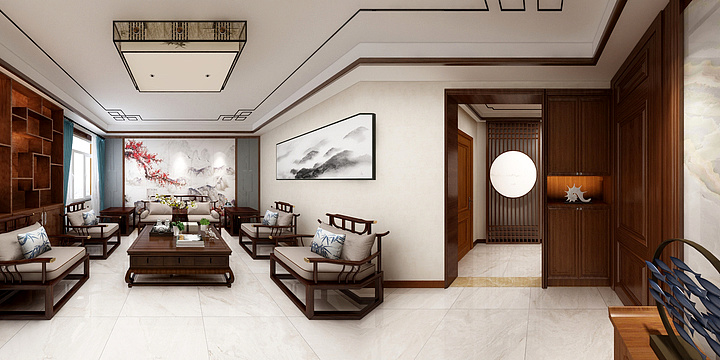 代晗-博馨书苑中式效果-装修设计方案