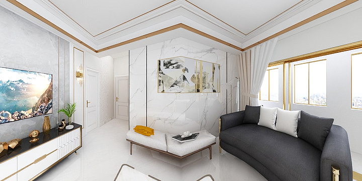 揽月装饰_陈ah-瑞和园89.50㎡B户型3室2厅1卫-装修设计方案