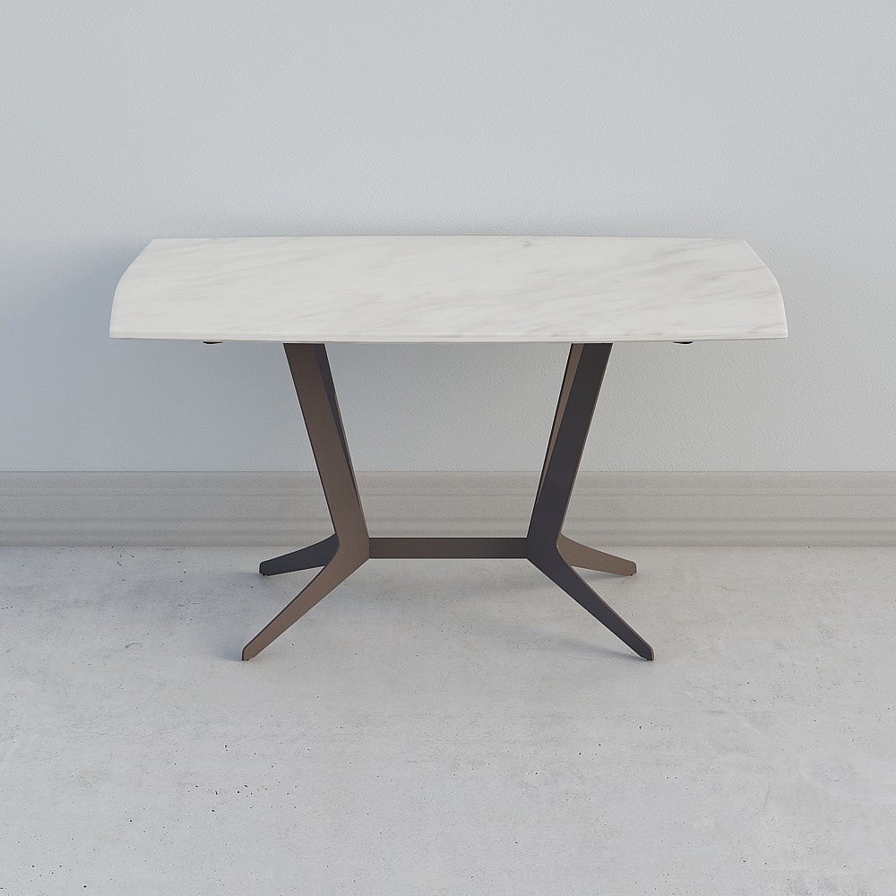 优梵艺术 珀尔图/北欧大理石台面餐桌不锈钢小户型餐厅桌子232S-2