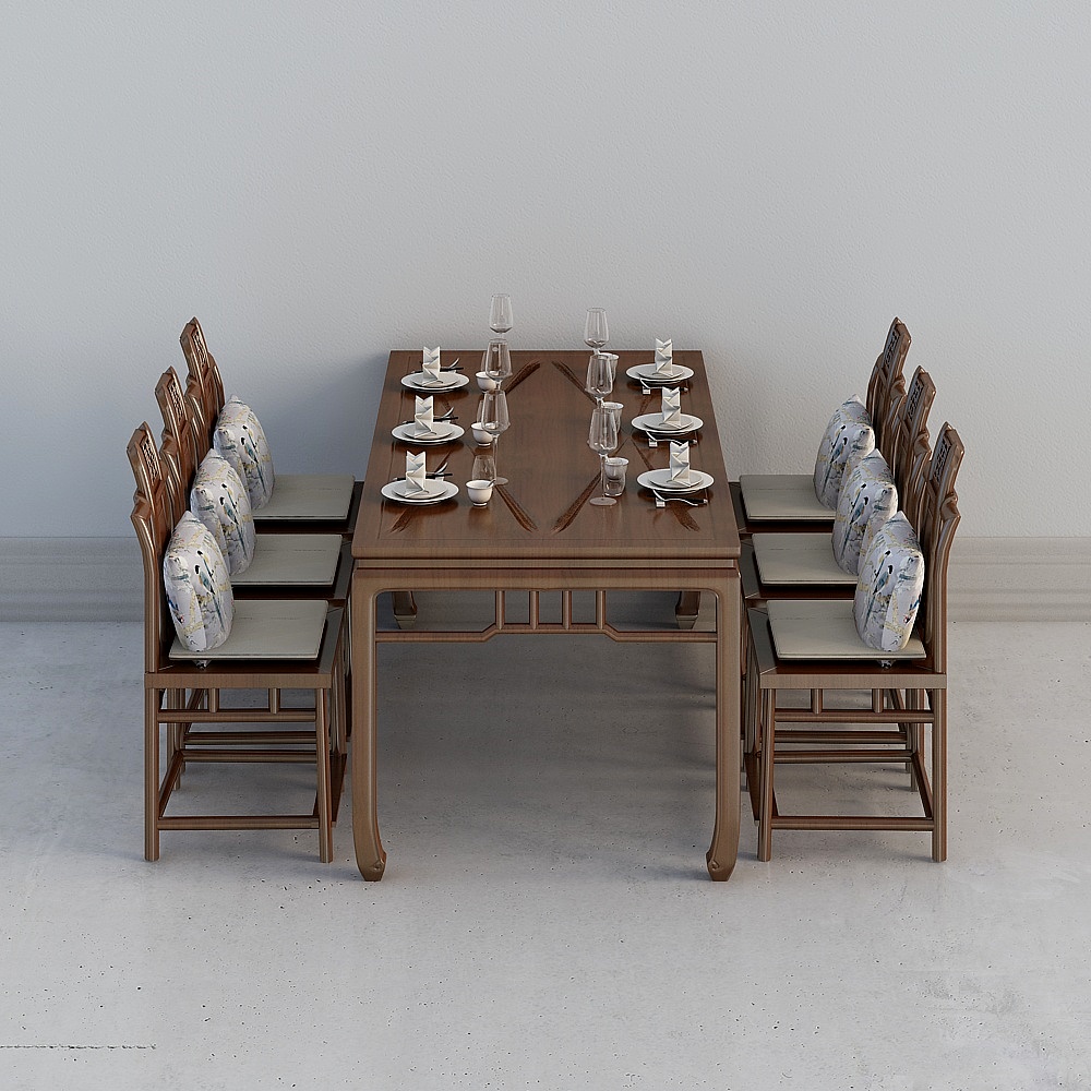 中式-餐桌组合1911143D模型
