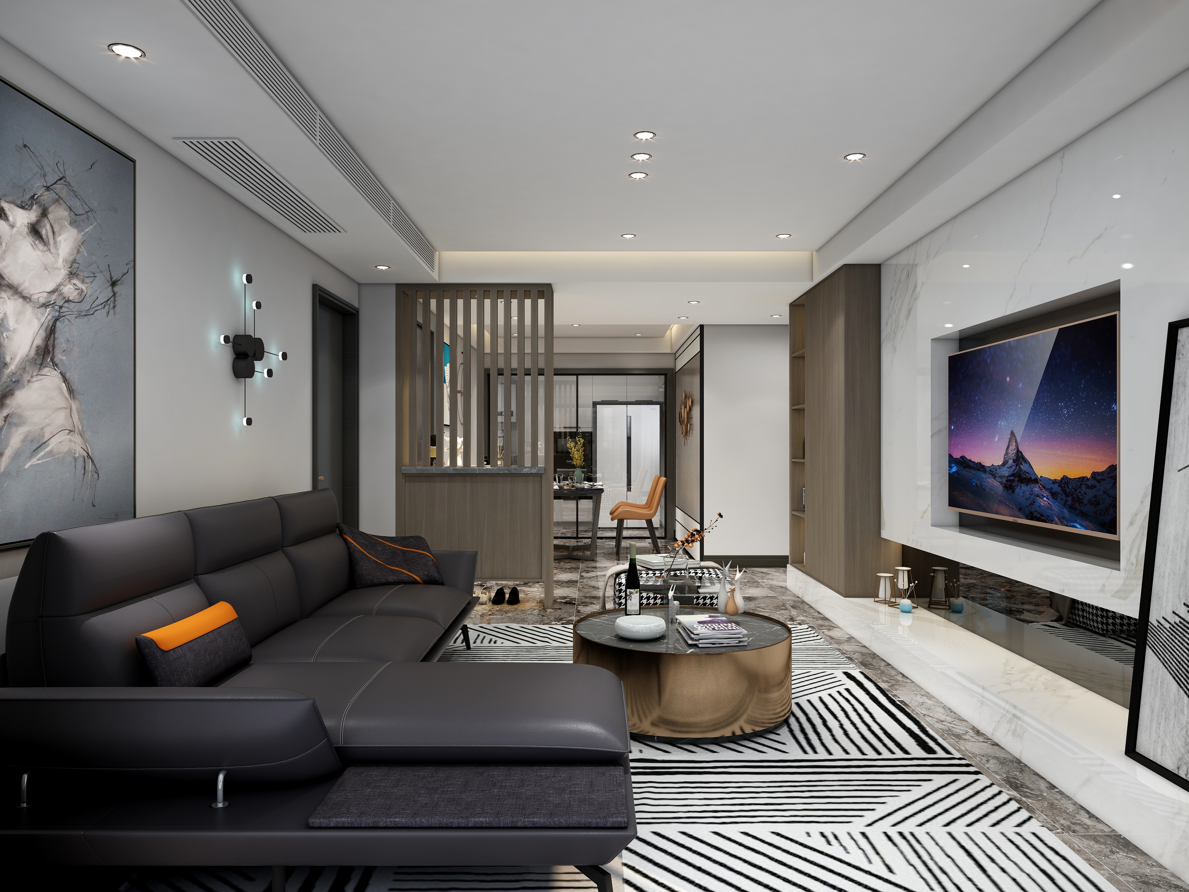 至简名设一钱春-119方现代三居装修效果图