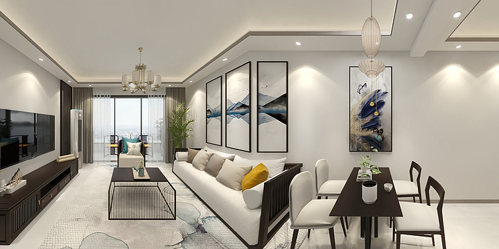 张家亮-旺角龙湾一楼新中式-装修设计方案