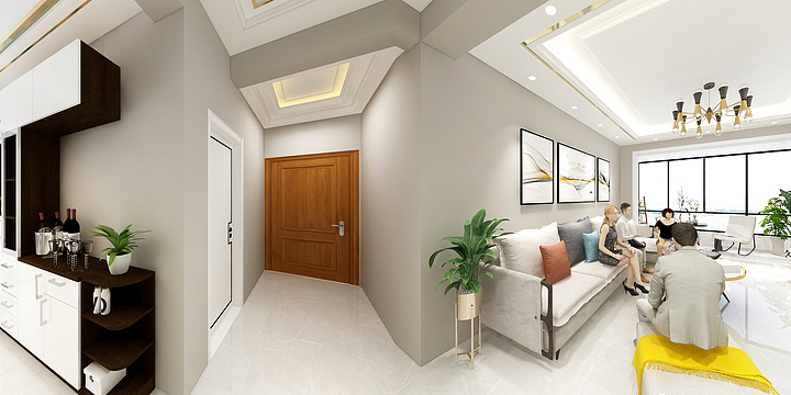 正青空间高端私宅整家定制-金润花园A户型全景图-装修设计方案