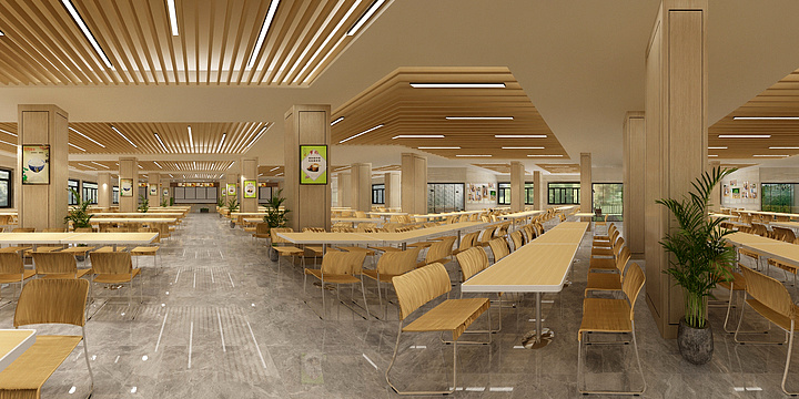 设计陈生-员工食堂-白墙-装修设计方案