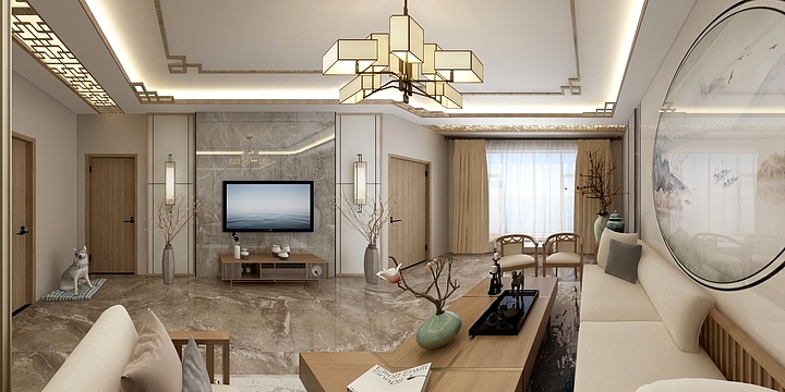 志宏装饰有限公司_李亮泽-志宏装饰-湖畔雅居-140㎡-方案一-新中式-装修设计方案