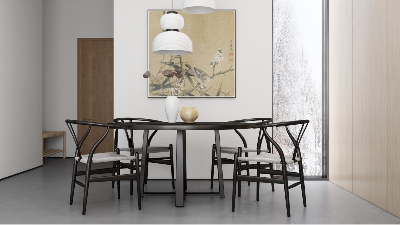 Modern Minimalist Dining Room with Chinese Elegance