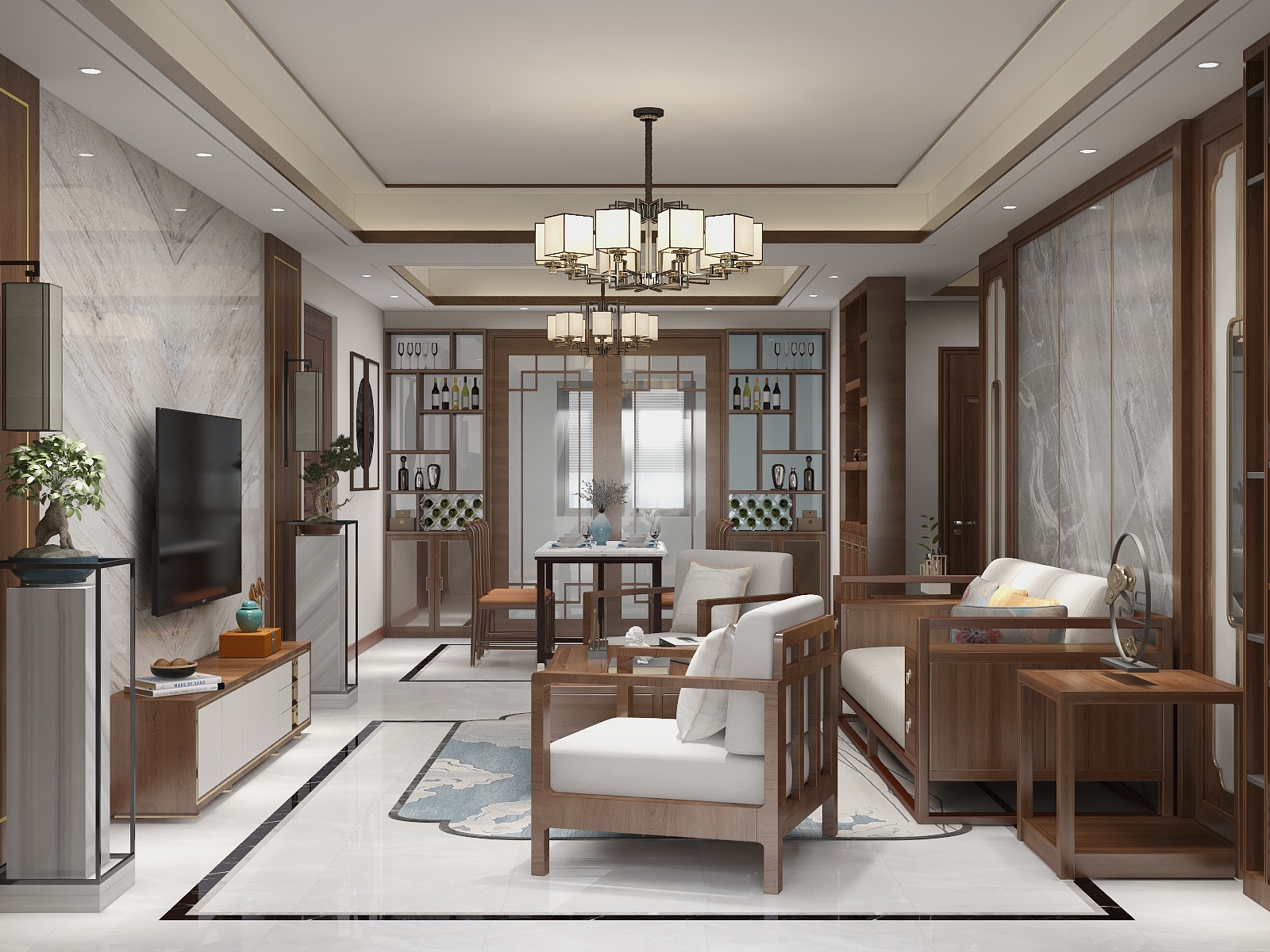 ML-Design-浮来春130平新中式装修效果图