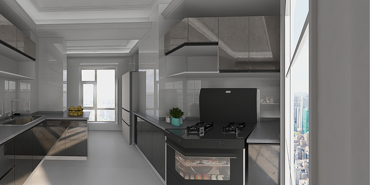 红叶家居设计先知-天赐-新乡某小区开放厨房-装修设计方案