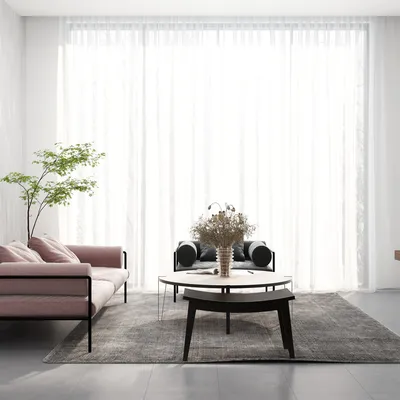 Minimalist Pink Scandinavian Living Room