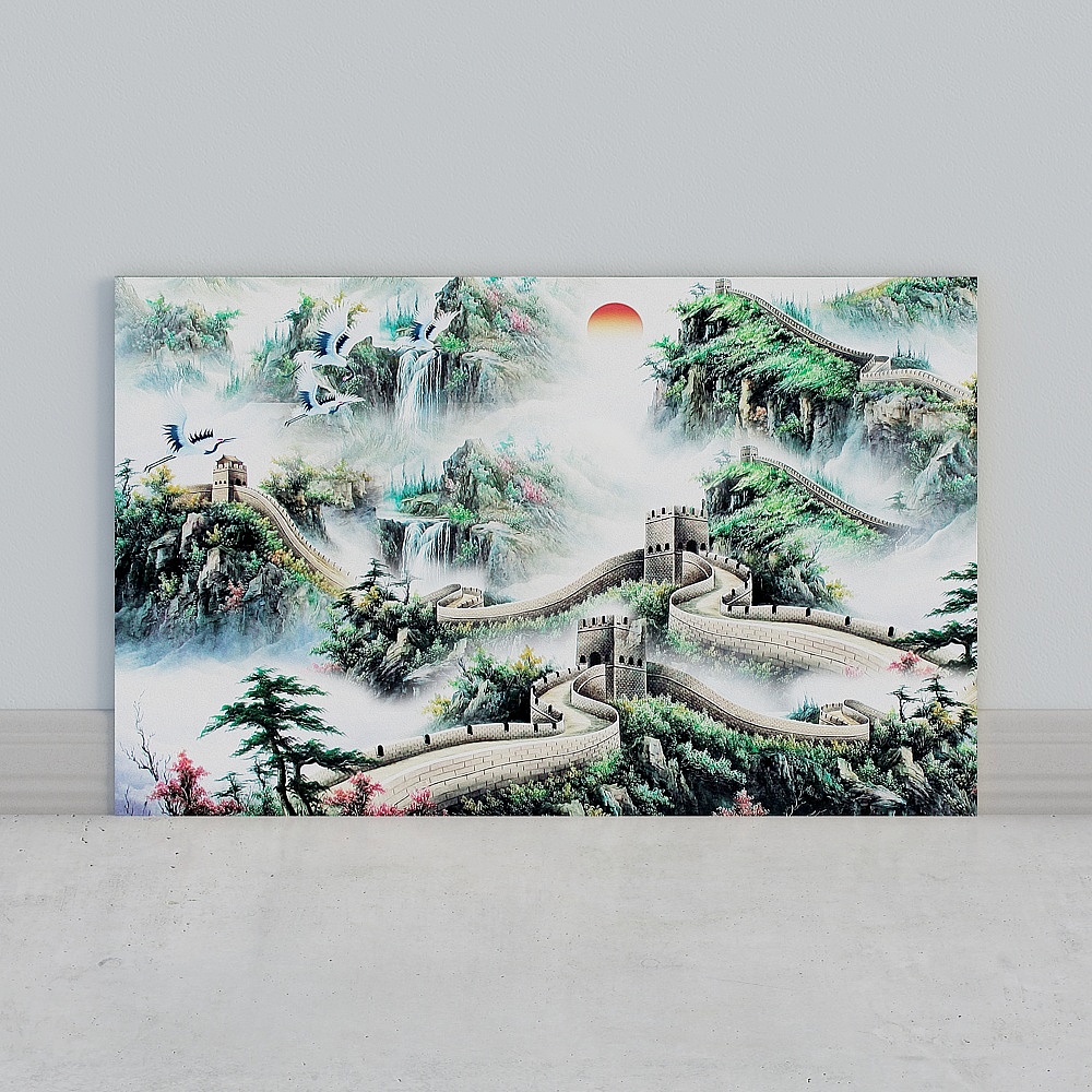 艾尔兰壁画墙布无缝壁布墙画背景墙后现代新中式客厅卧室房间书房沙发床头办公室电视背景墙水墨山水书法国画