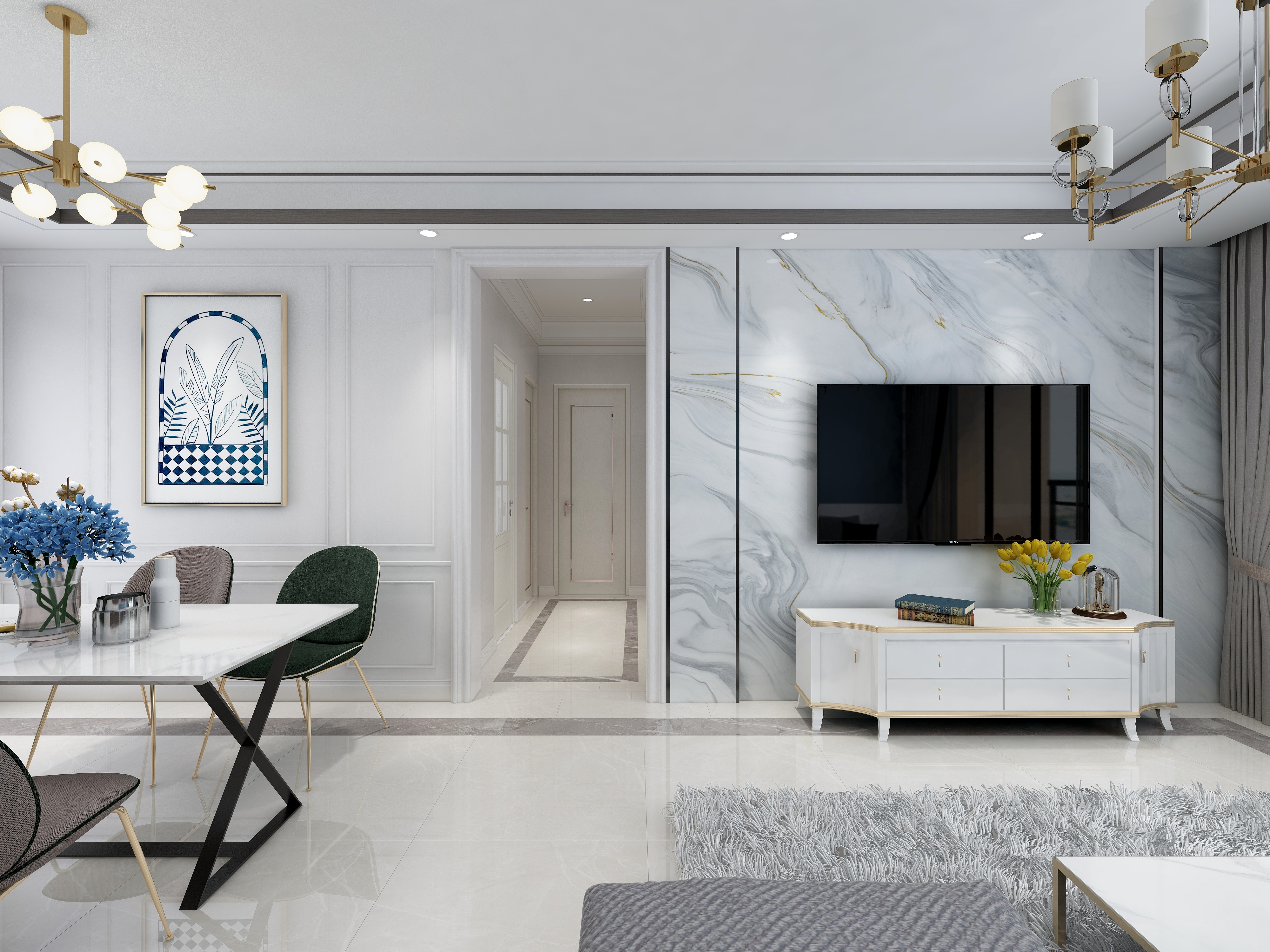 漫美石材背景墙-尚观嘉园-04户型-现代轻奢-装修设计方案