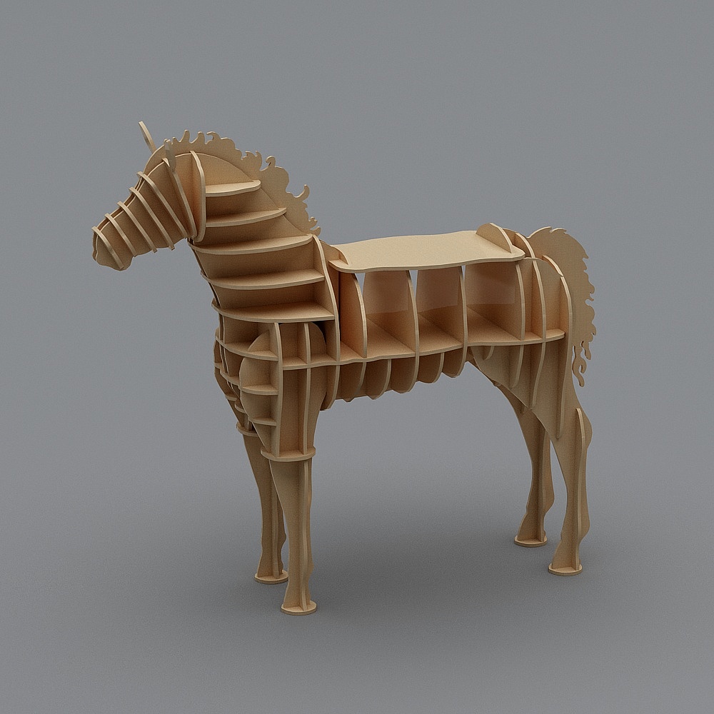 大型骏马书架3D模型