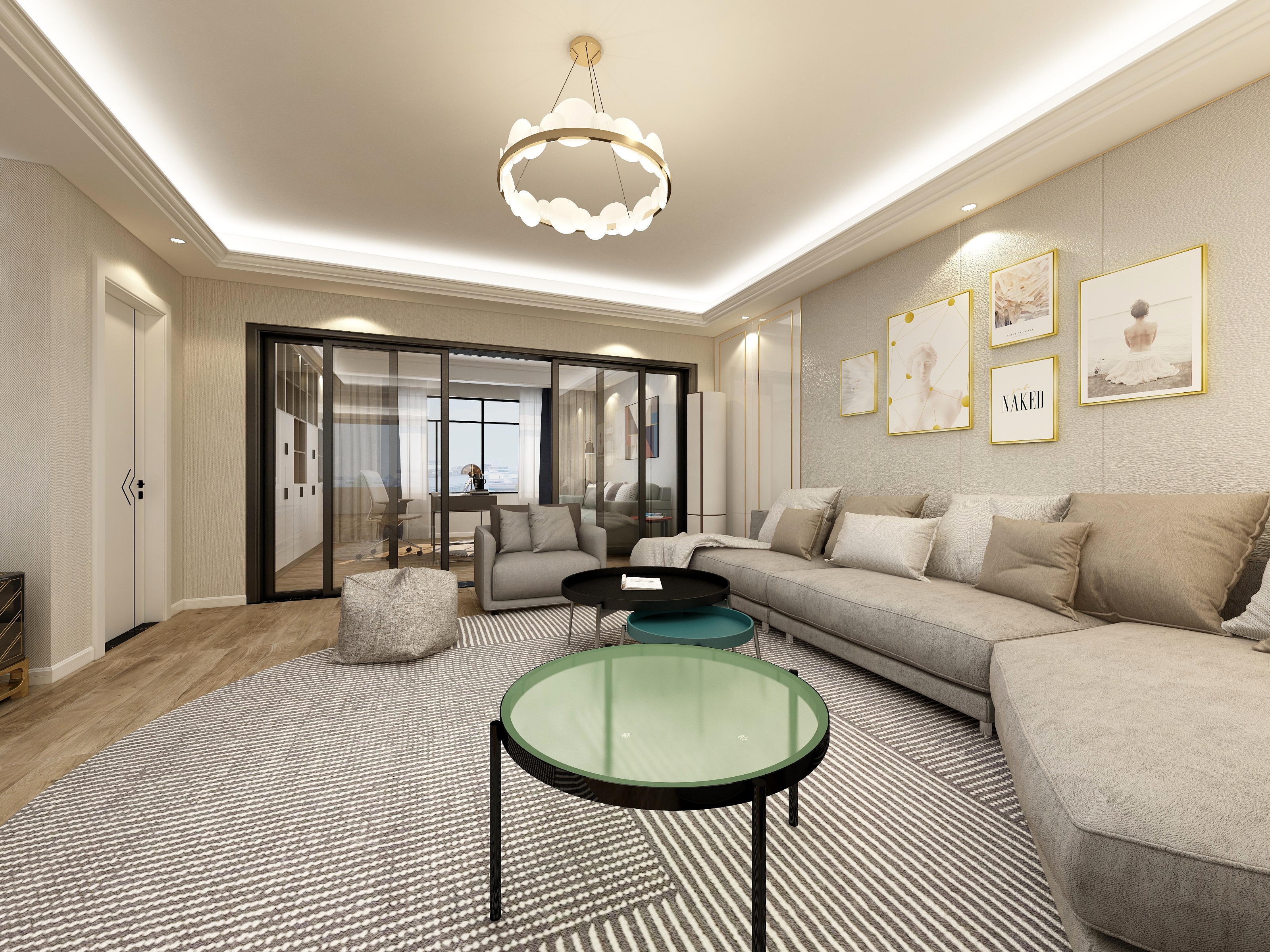 王瑛-145方-北欧-三室装修效果图