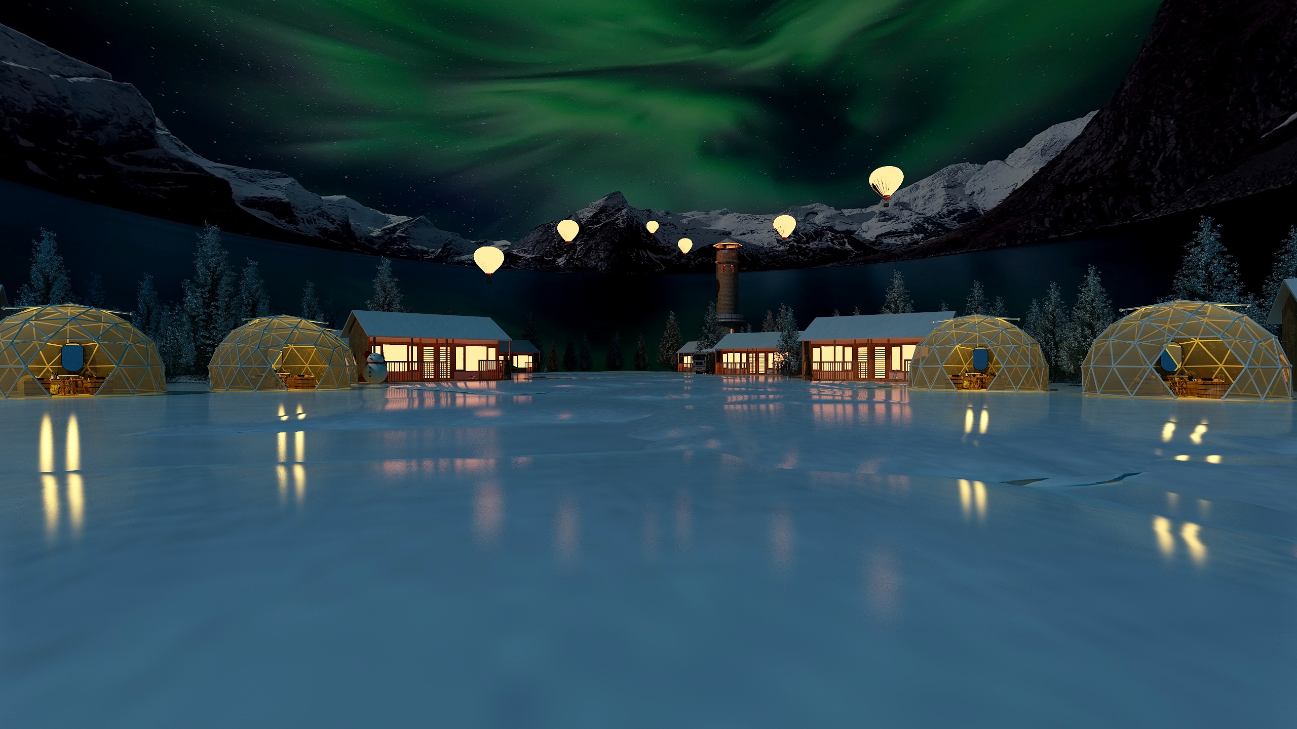 Submarine_wind-网红极光雪景屋+星空帐篷-装修设计方案