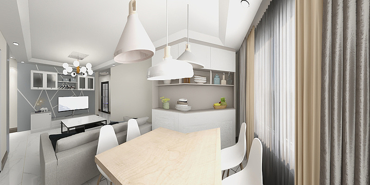 Haracy-晟品景园（边户型）两室一厅80平米-装修设计方案