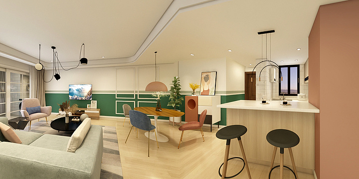 Design苏-德信海德公园83.00㎡A2’3室2厅1卫1厨-装修设计方案