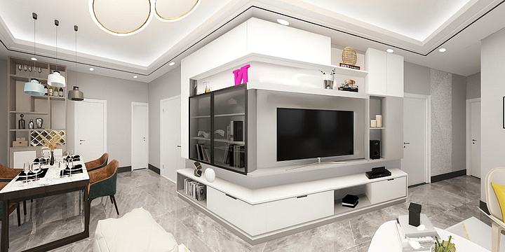 KJL效果图制作-瑞和园89.50㎡B户型3室2厅1卫-装修设计方案