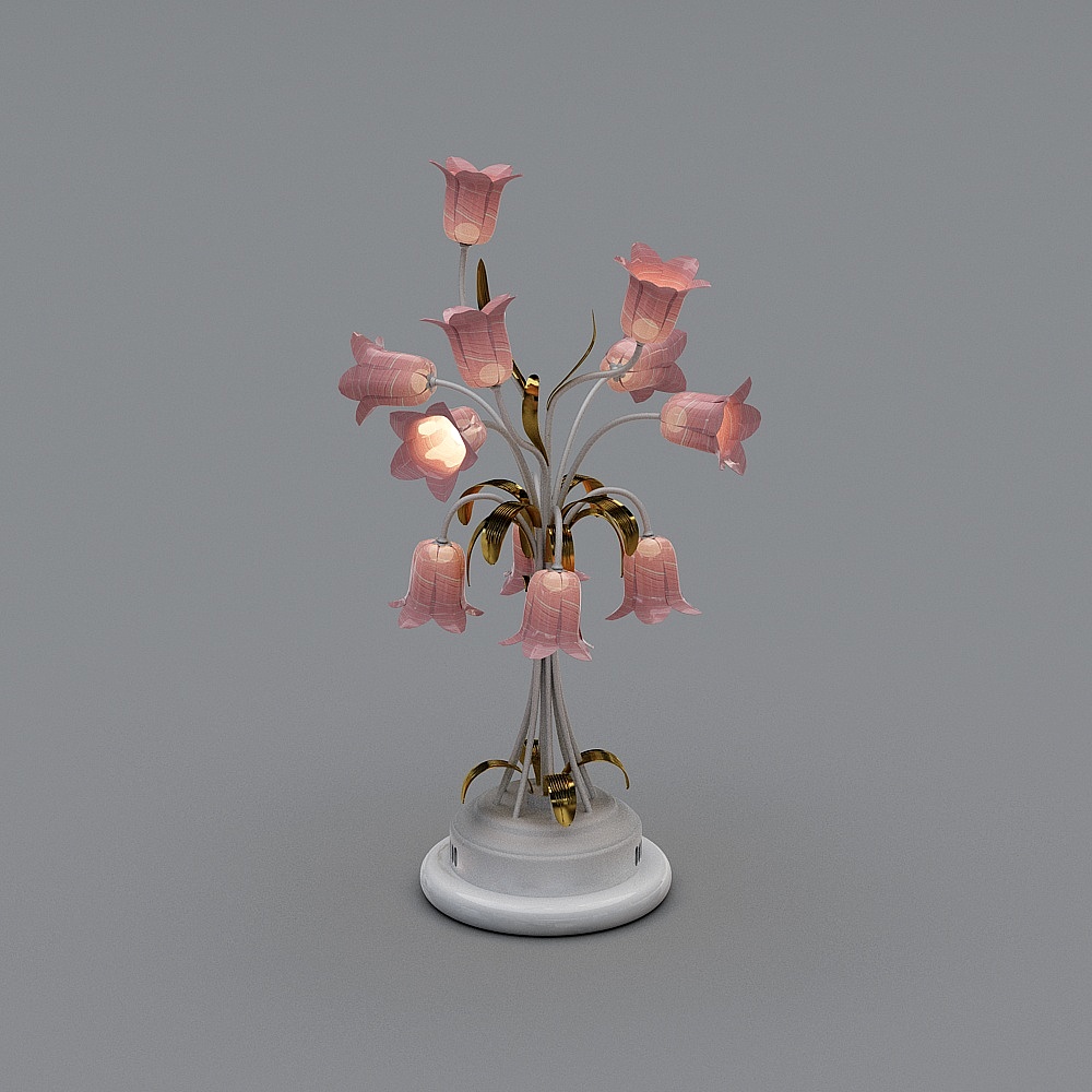 1638F11小-白色灯体金色叶片3D模型