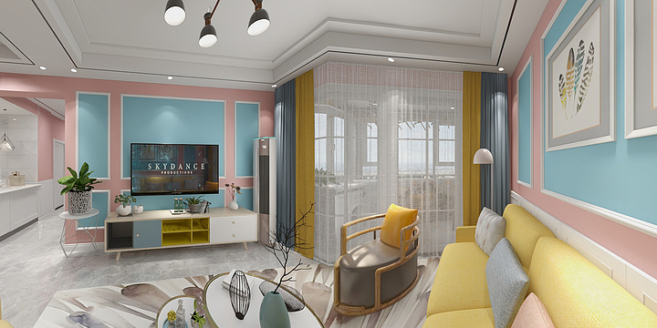 白衬衣0-德信海德公园83.00㎡A2’3室2厅1卫1厨暖色调北欧风-装修设计方案