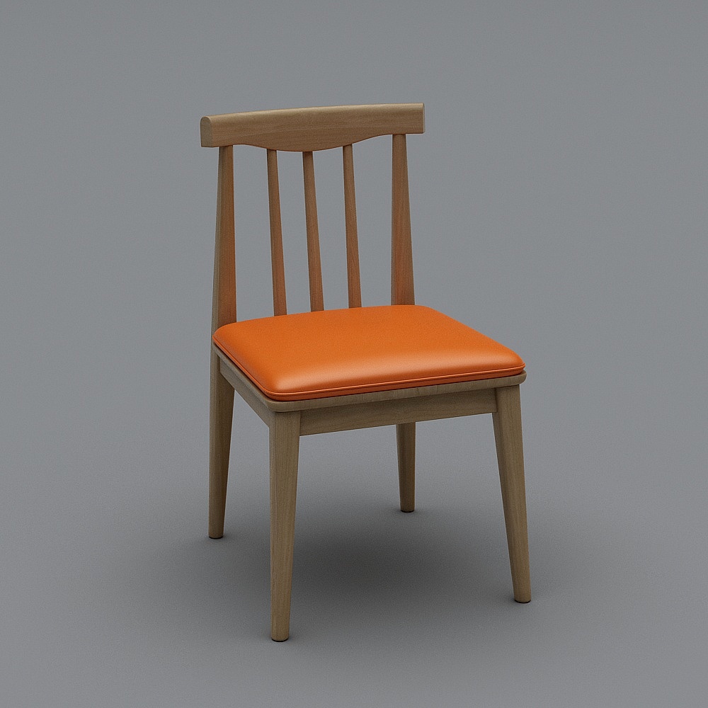 S-596书椅原木色3D模型