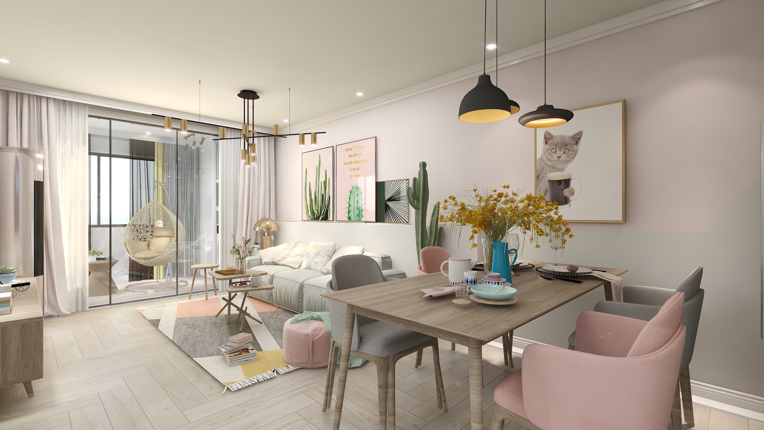 颖Ltdesign-德信海德公园83.00㎡A2’3室2厅1卫1厨-仲夏夜之梦-装修设计方案