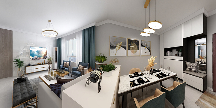 李娜咿呀呀-圣隆嘉苑3-1-701现代--李娜-装修设计方案