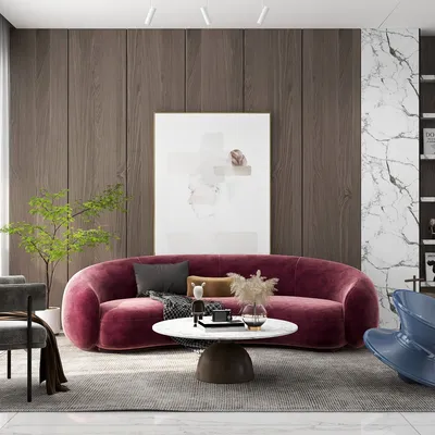 Modern Artful Living Room with Red Focus