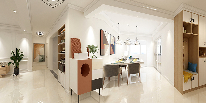 九鵬設計-山钢140现代风格（温馨）-装修设计方案