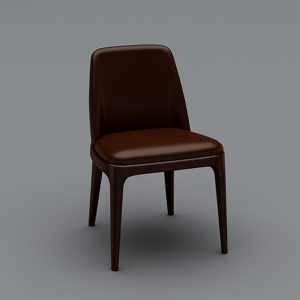 现代椅子深木色3D模型