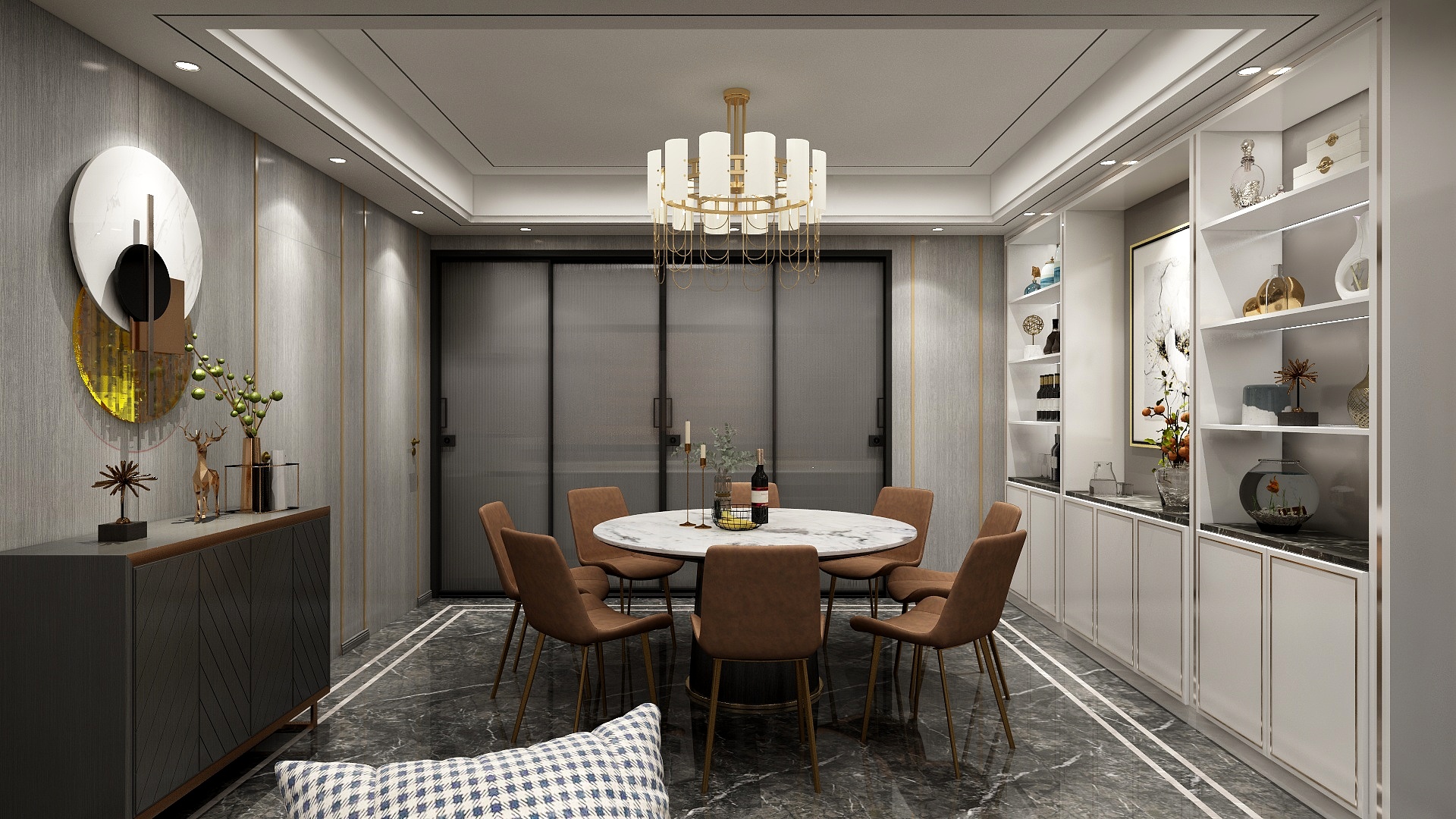 圈圈yuan-131平轻奢三居室装修效果图