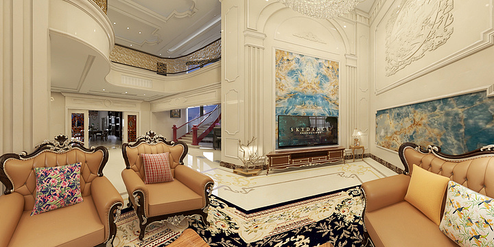 小五想睡觉-欧式大理石客厅-装修设计方案